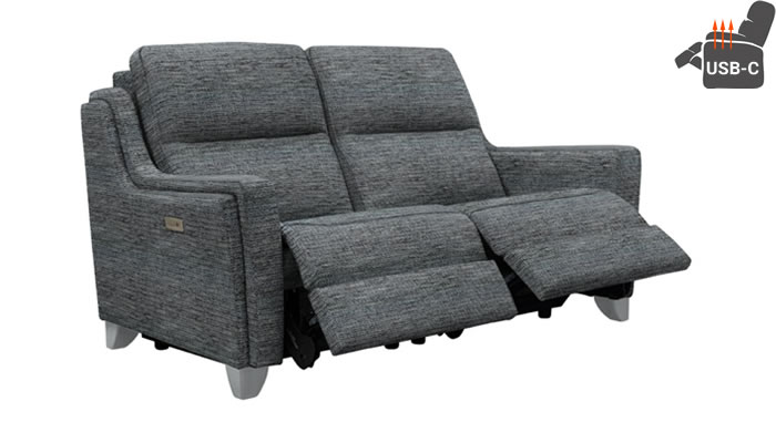 Parker Knoll Portland Recliner 2 Heated Seats Euphoria Charcoal Brushed Steel Leg